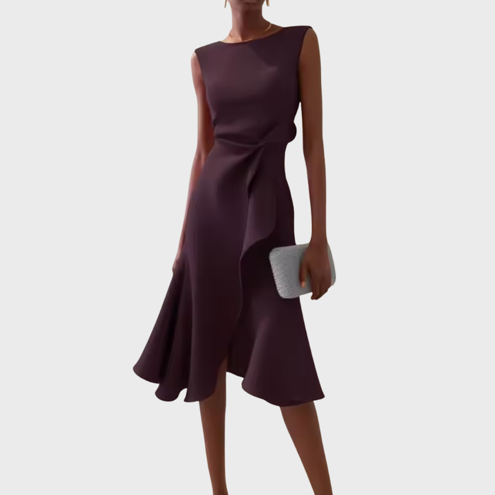 Rosalind | Draped Asymmetric Midi Dress