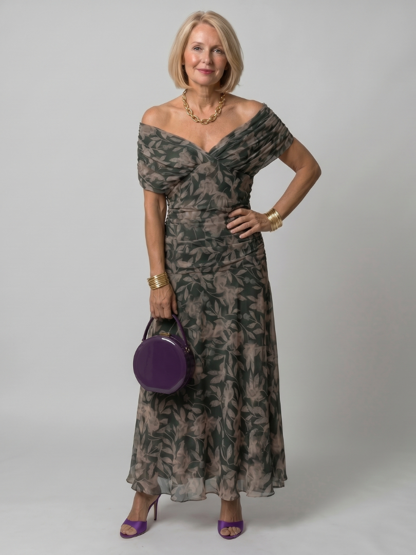 Calen | Vestito midi sceso dalle spalle