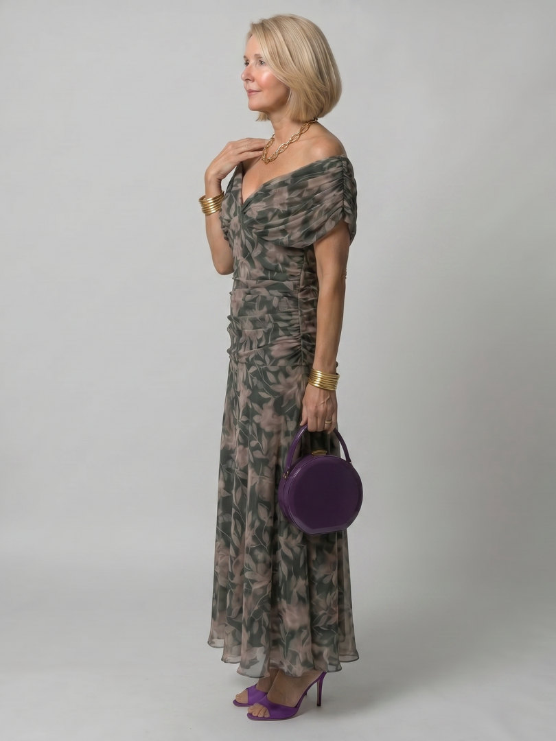 Calen | Vestito midi sceso dalle spalle