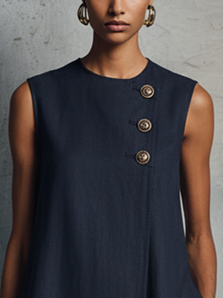 Chiara | Asymmetric Button Mini Dress