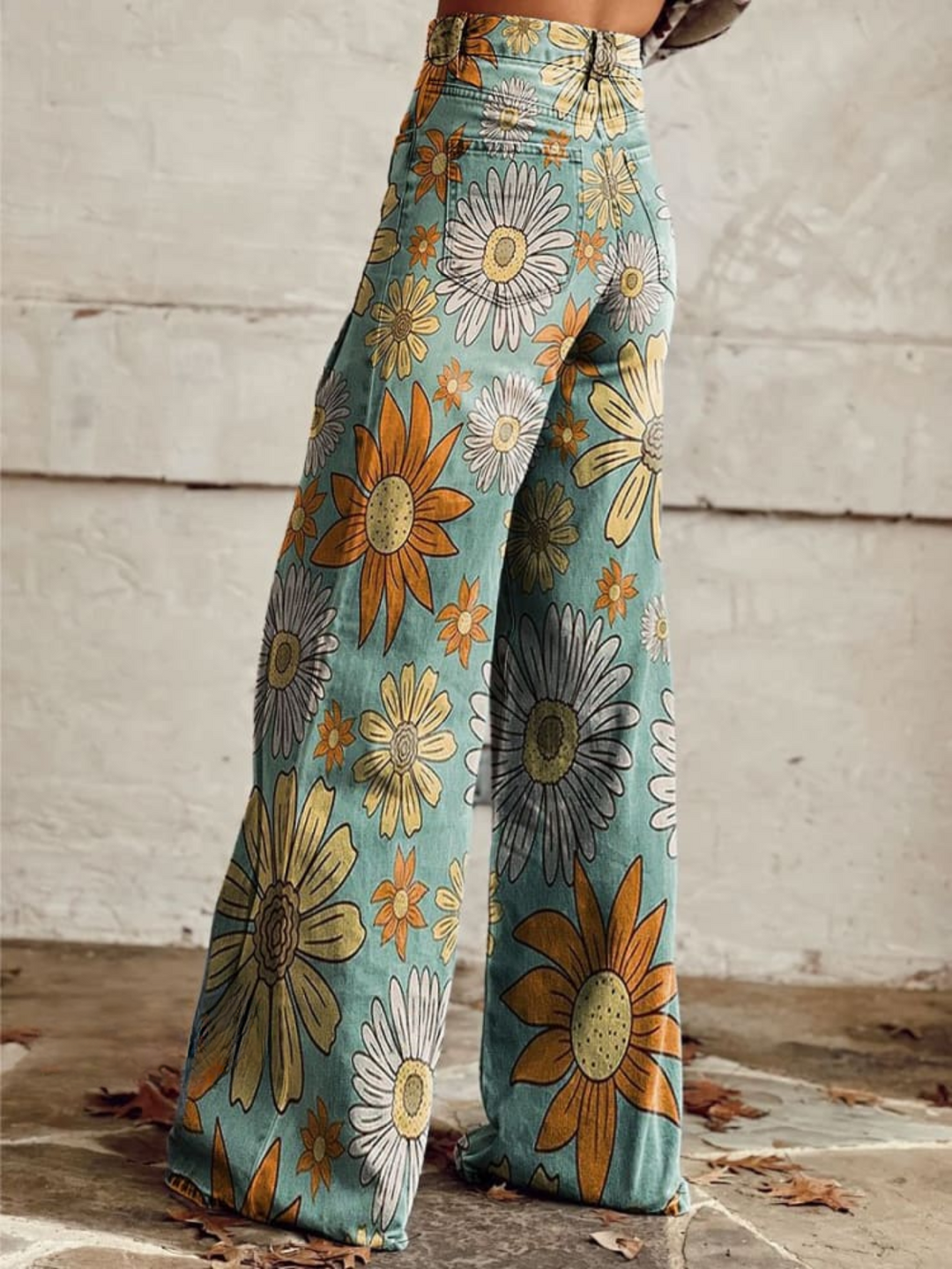 DAISY™ - Pantaloni A Gamba Larga con Fantasia Floreale Vintage