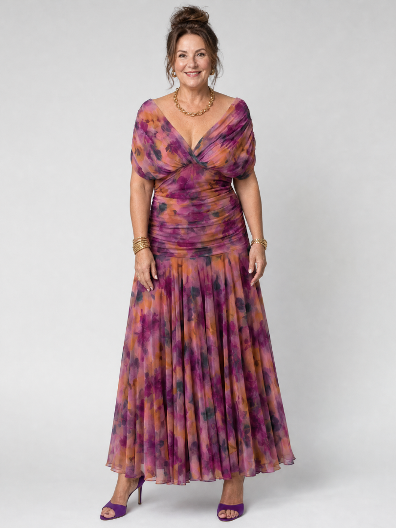 Calen | Vestito midi sceso dalle spalle
