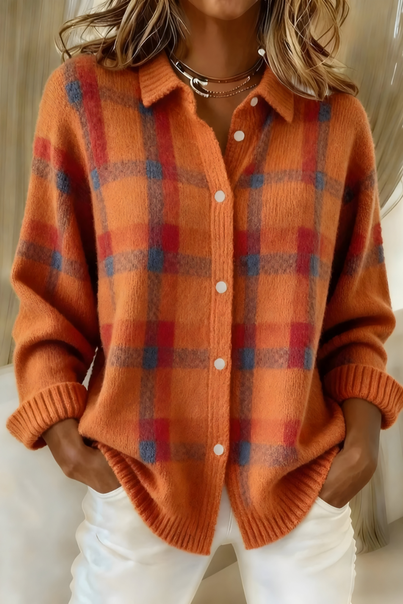 Plaid Knit Cardigan