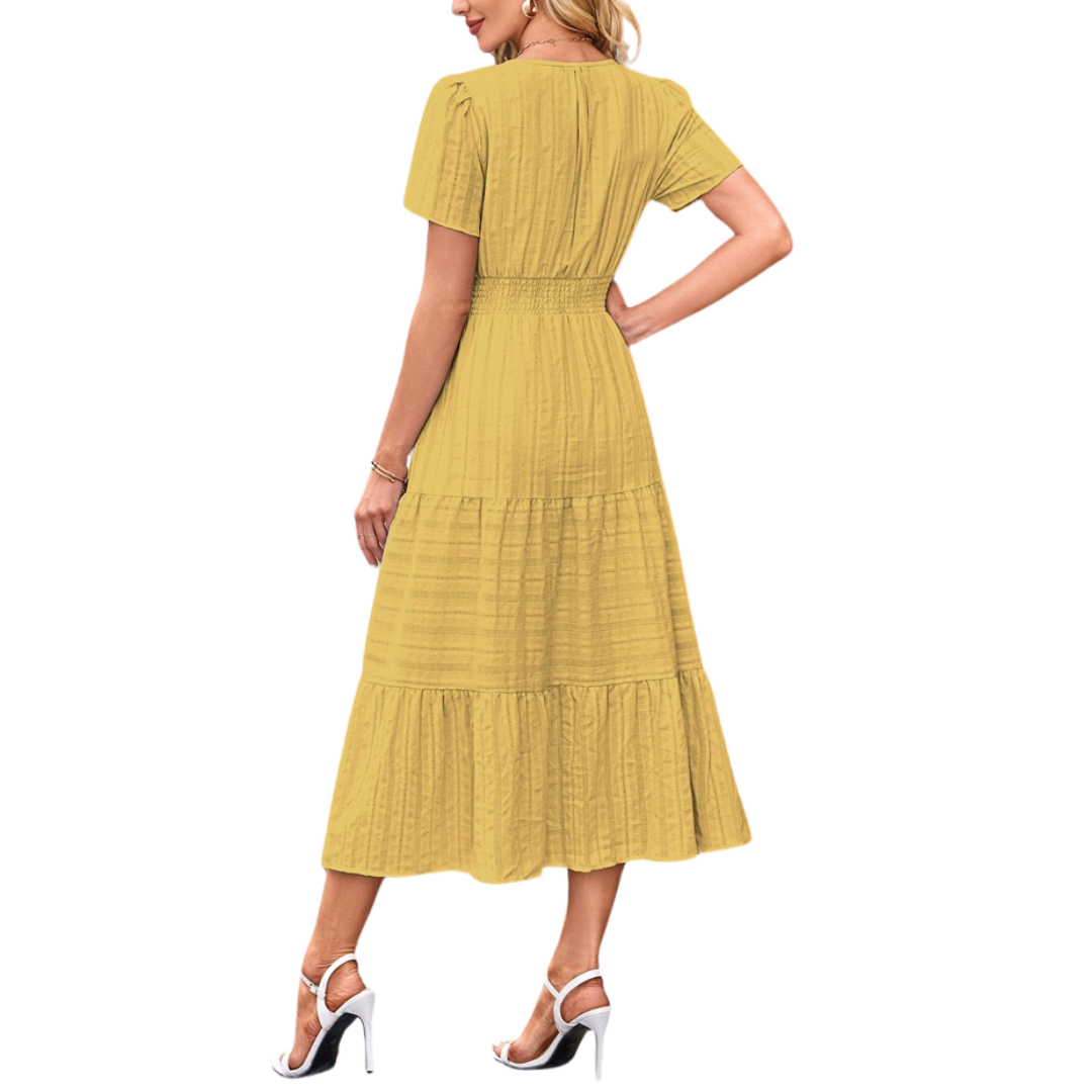 DELIA™ – Abito sbarazzino con scollo a V e maniche a sbuffo