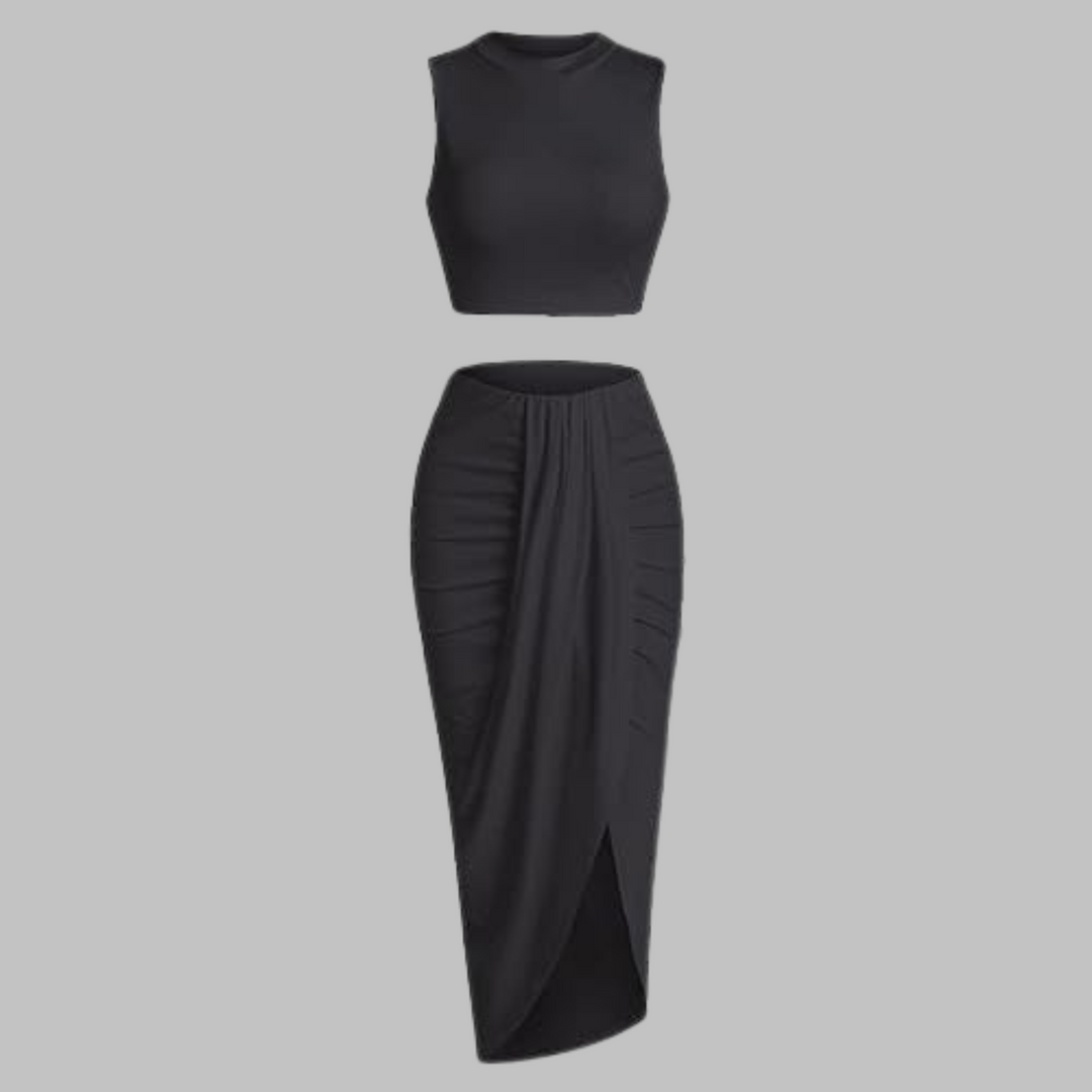 MANUELA™ - Elegante Completo Gonna Lunga Plissettata con Spacco