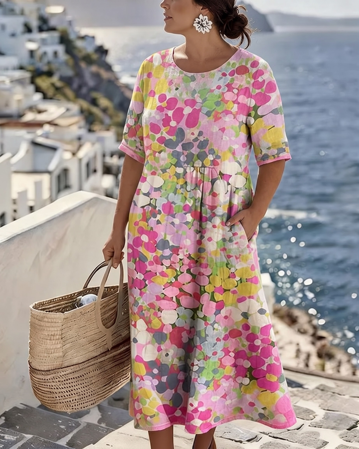 ELENA™ - ABITO MIDI ESTIVO FLOREALE ED ELEGANTE