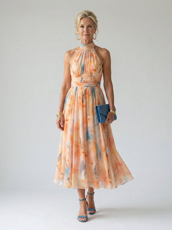 Abito midi morbido con scollo all'americana Elin™