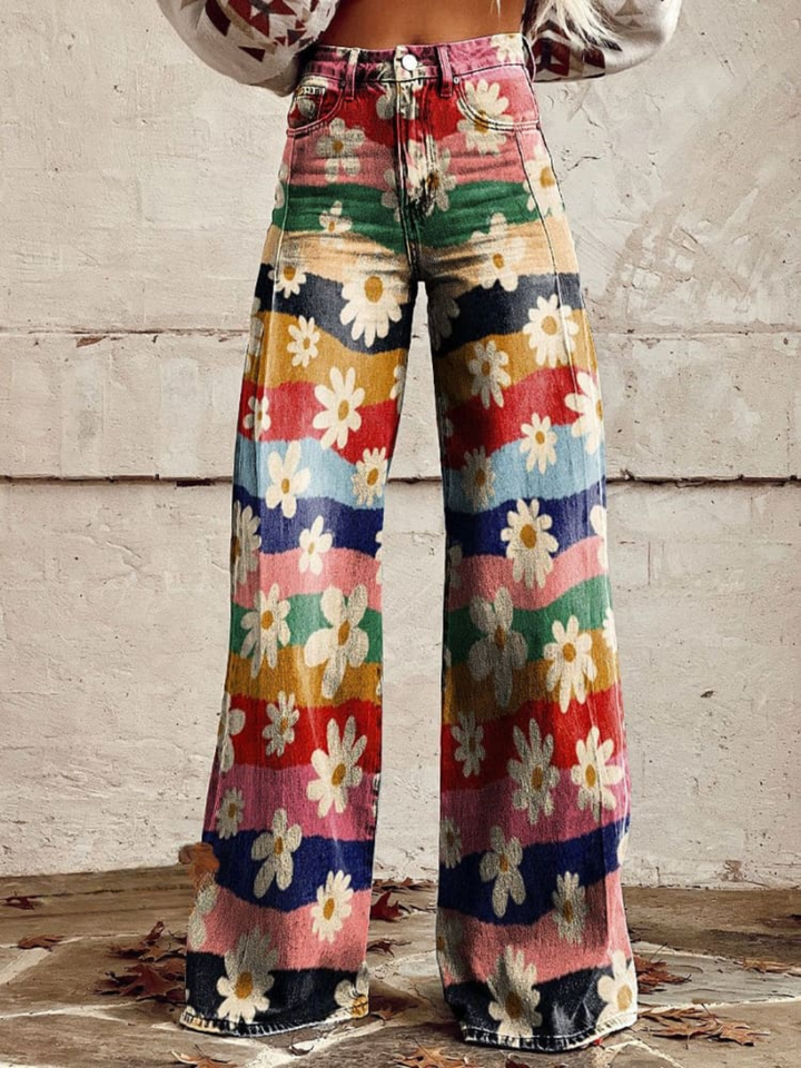 ELIANE™ - Pantaloni a gamba larga floreali retrò