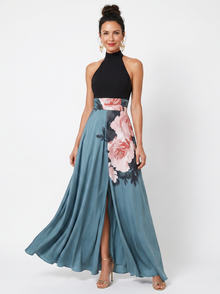 Maxi vestito Olympas™ con corpetto all'americana e gonna floreale