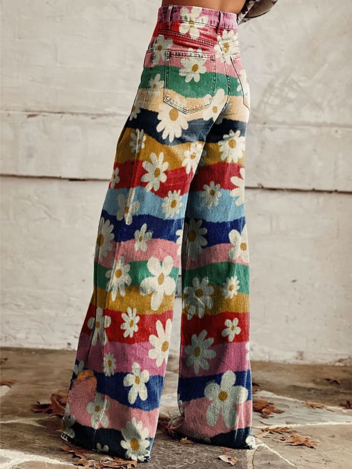 ELIANE™ - Pantaloni a gamba larga floreali retrò