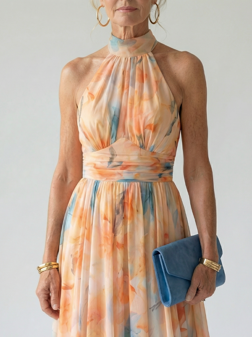 Abito midi morbido con scollo all'americana Elin™