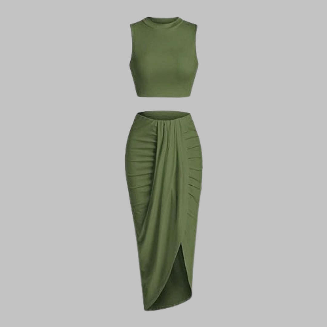 MANUELA™ - Elegante Completo Gonna Lunga Plissettata con Spacco