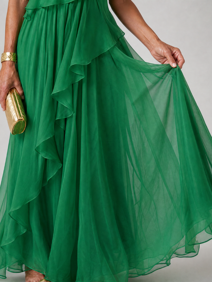 Talia | Abito Maxi con Balze a Cascata