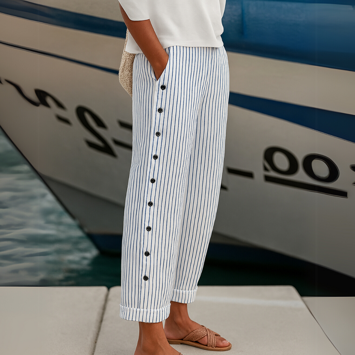 Margaret | Stylish Striped Button Trouser