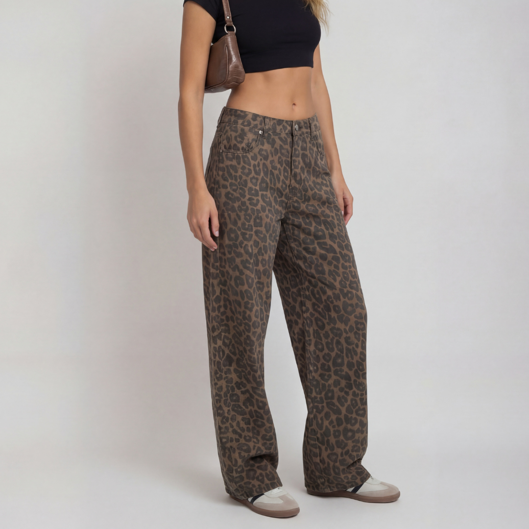 PENELOPE™ – Pantaloni Larghi con Stampa Leopardata Casual