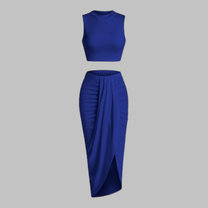MANUELA™ - Elegante Completo Gonna Lunga Plissettata con Spacco