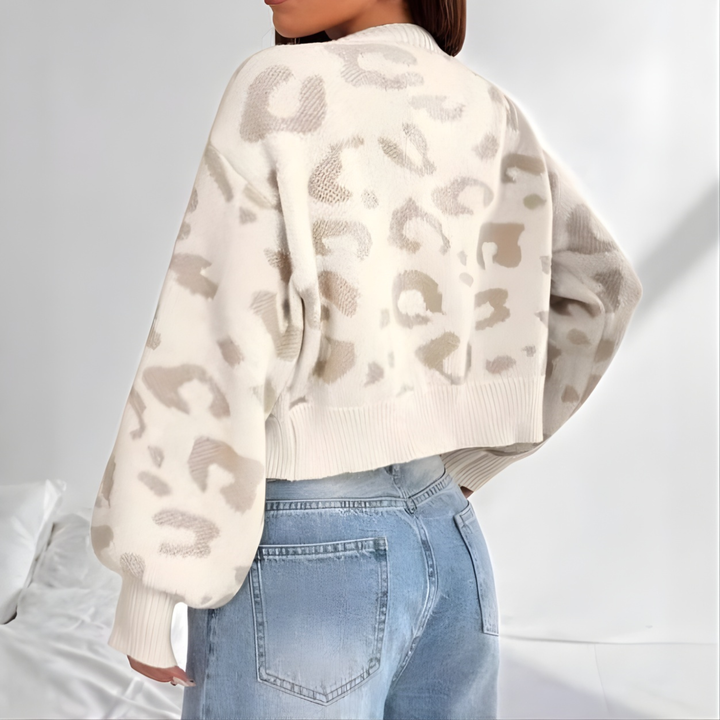 AVIA™ - Cardigan a maniche a lanterna con stampa leopardata e comodo