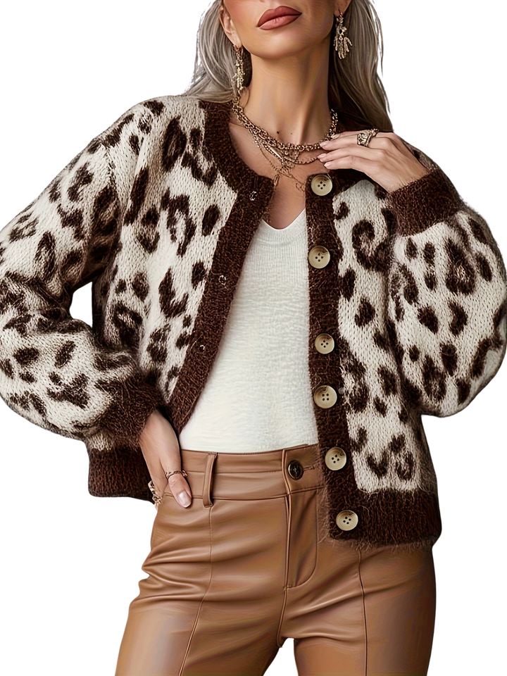 EUDORA™ – Cardigan con stampa leopardata in stile vintage