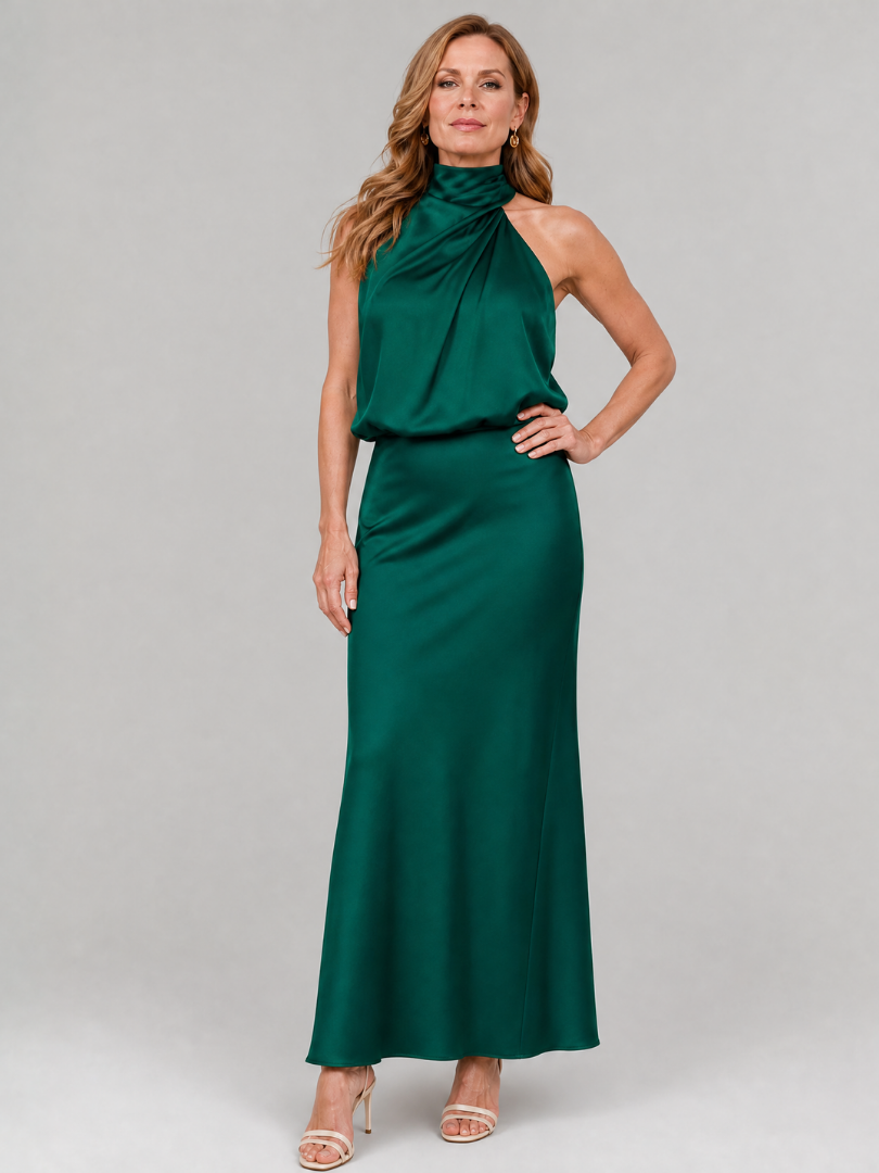 Nopal™ Abito Midi Senza Maniche con Scollo Drappeggiato