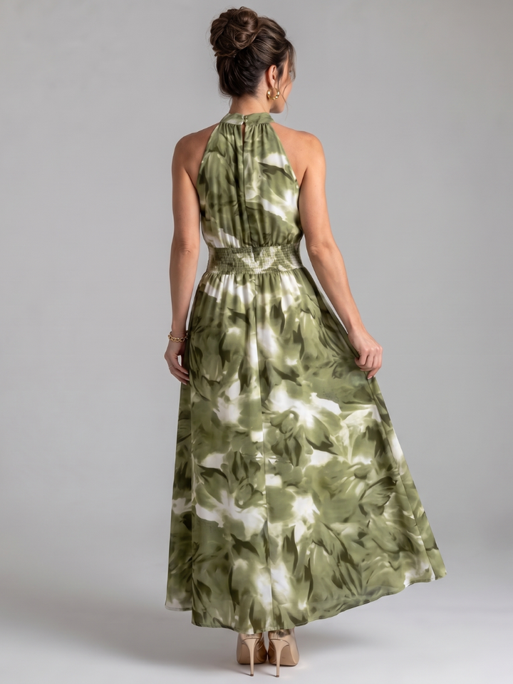 Abito midi Olivia™ con stampa astratta e vita arricciata