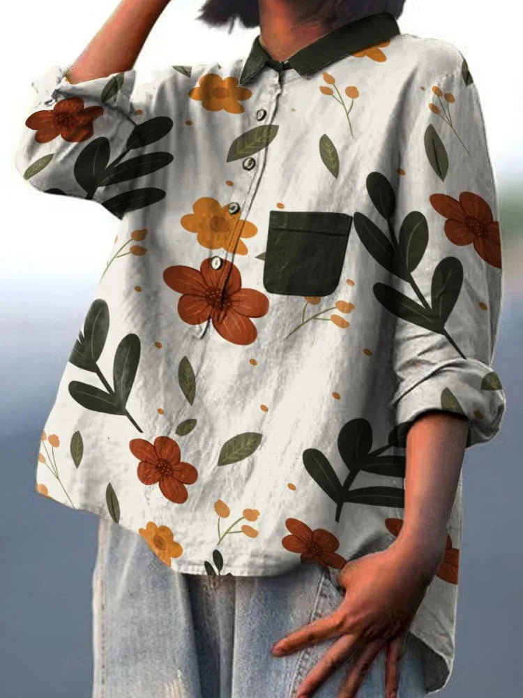 ELEANOR™ - Camicia artistica con motivi floreali