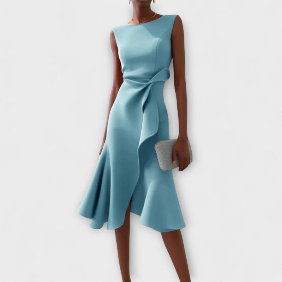 Rosalind | Draped Asymmetric Midi Dress