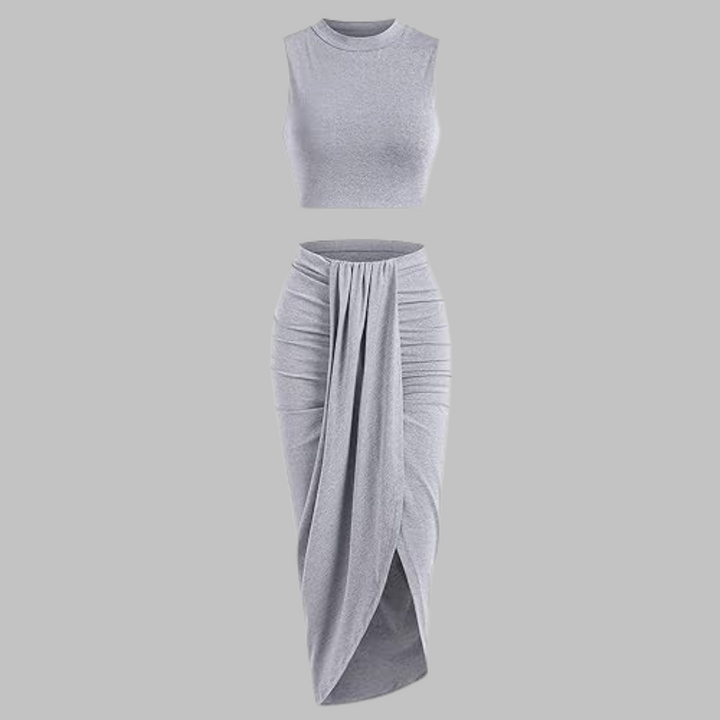 MANUELA™ - Elegante Completo Gonna Lunga Plissettata con Spacco