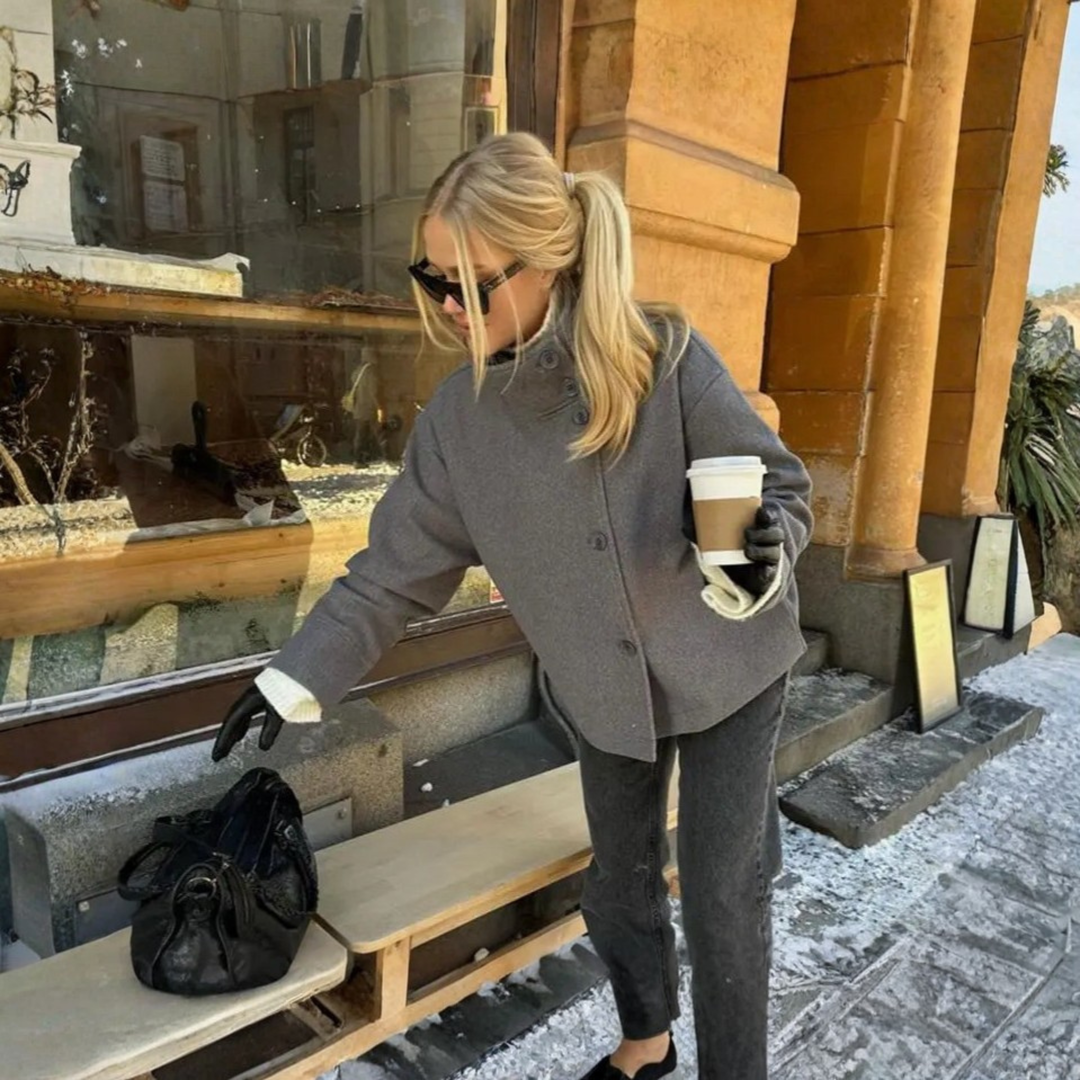 BHEKI™ - Cappotto con Collo Coreana, Manica Lunga e Bottoni
