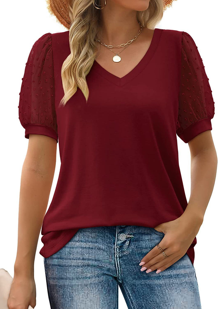 RHINA™ - Top Scollo a V con Maniche Trasparenti