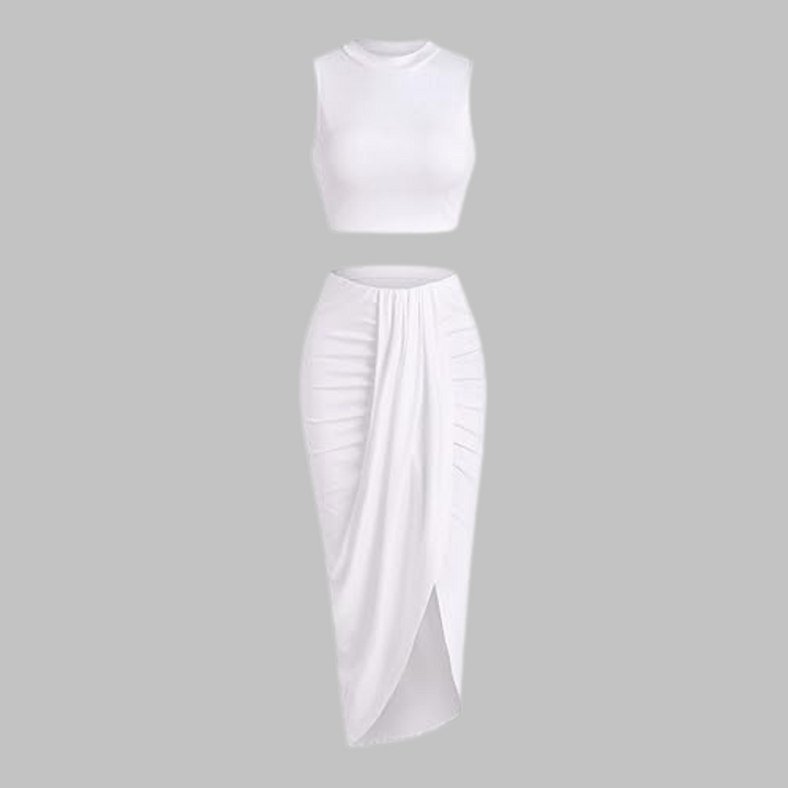MANUELA™ - Elegante Completo Gonna Lunga Plissettata con Spacco