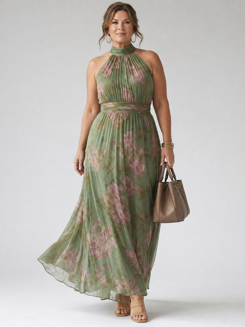 Abito midi Mirelle™ con scollo all'americana e arricciature