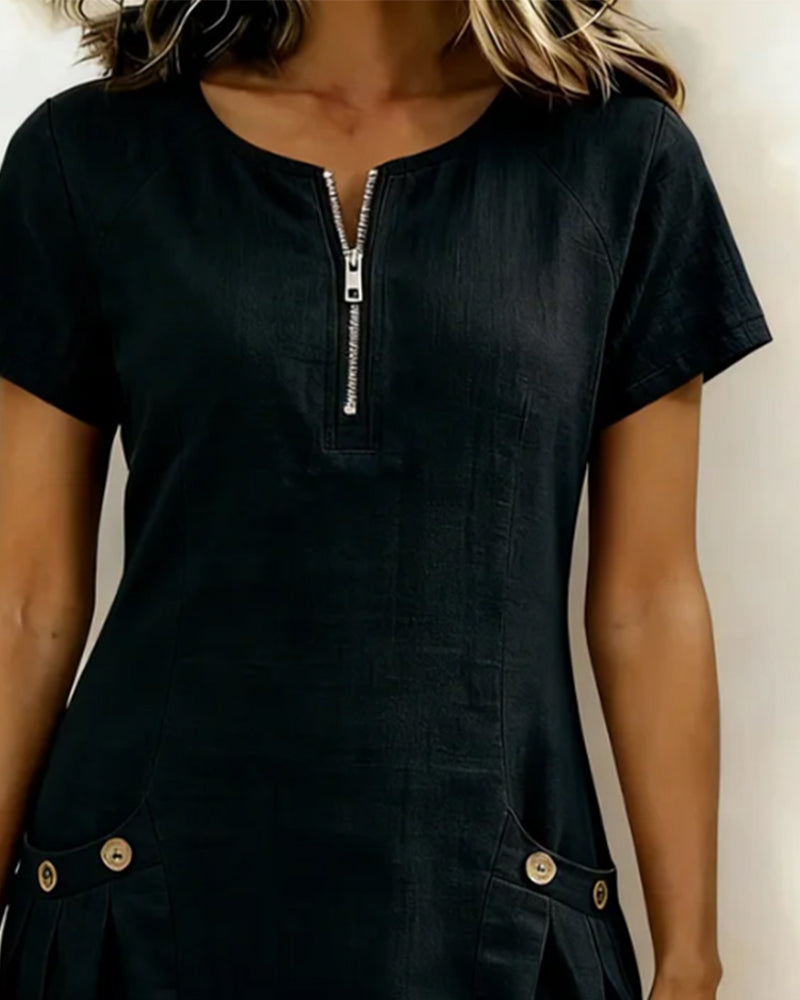 L'abito Amelia | Con zip e tasche in cotone
