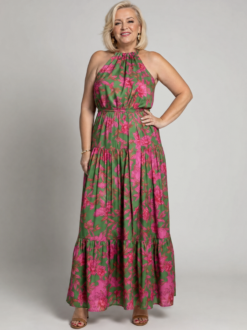 Abito midi drappeggiato con scollo all'americana Rowen™
