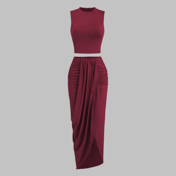 MANUELA™ - Elegante Completo Gonna Lunga Plissettata con Spacco