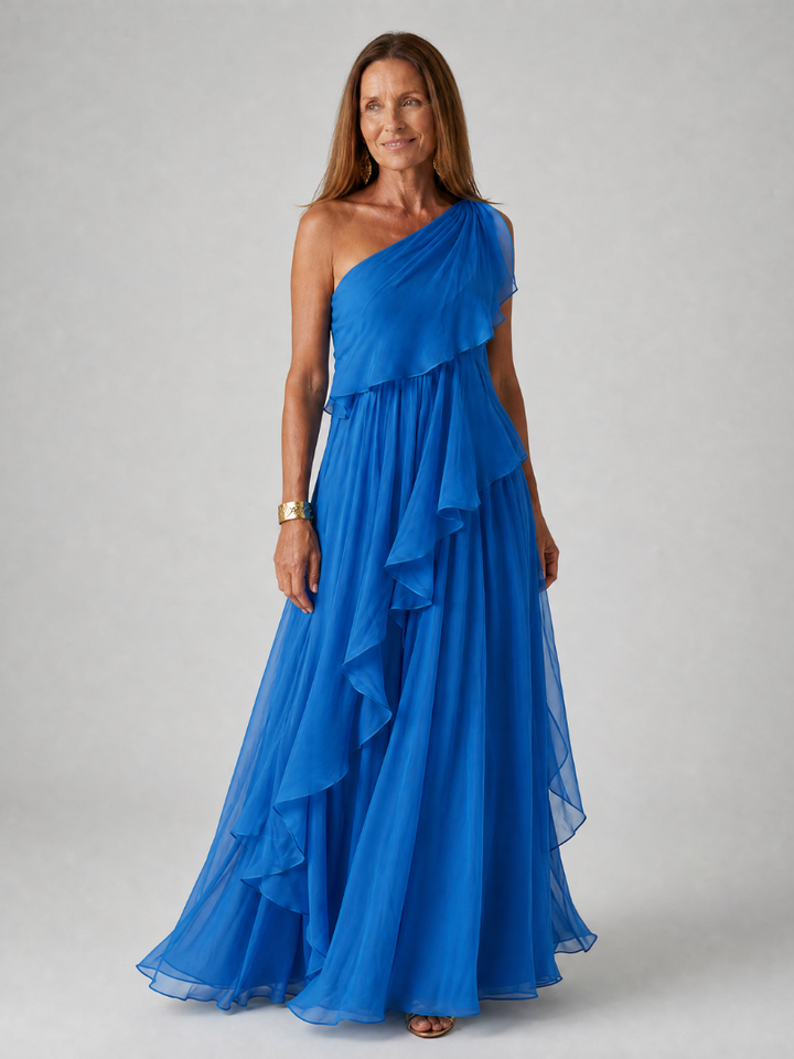 Talia | Abito Maxi con Balze a Cascata
