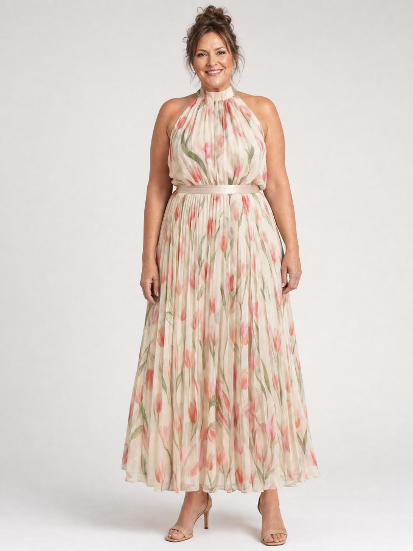 Abito midi floreale con scollo all'americana Aurelle™