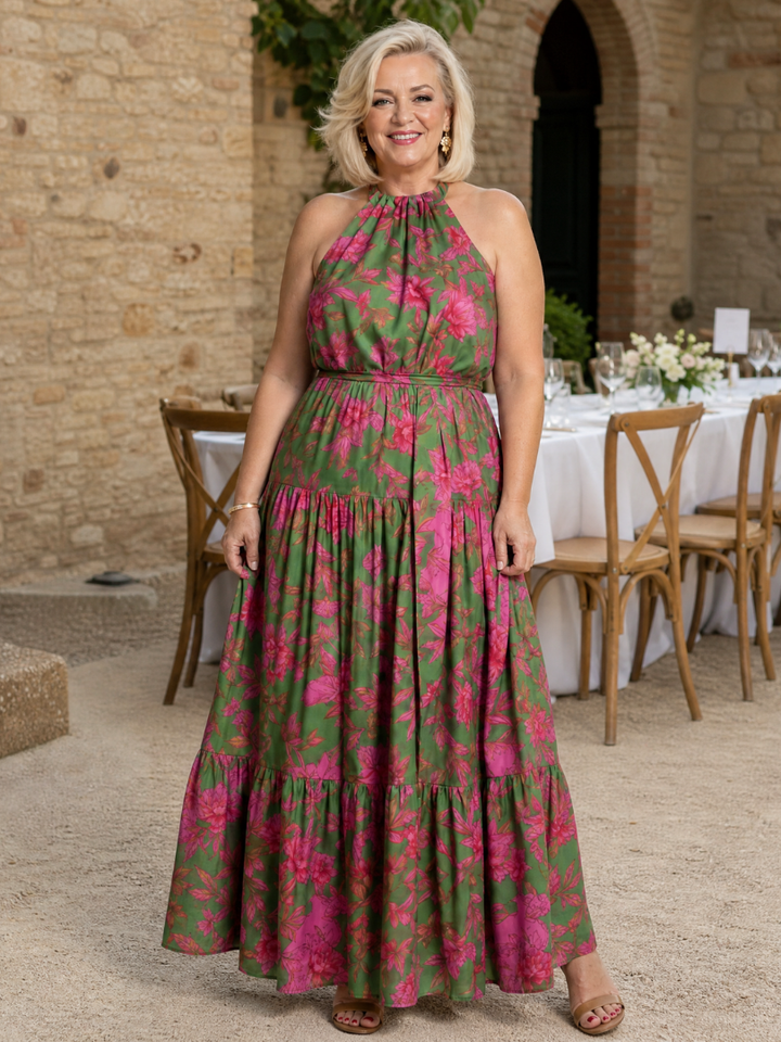 Abito midi drappeggiato con scollo all'americana Rowen™