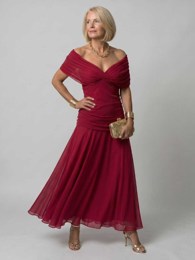 Calen | Vestito midi sceso dalle spalle