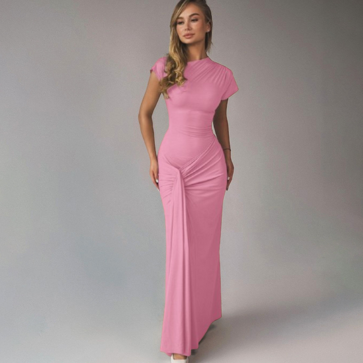 JARA™ - Abito lungo fasciante a portafoglio elegante con drappeggio arricciato