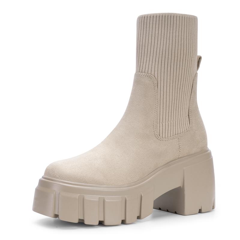 AVA™ - Stivaletti Chelsea da donna, con tacco grosso, modello slip-on