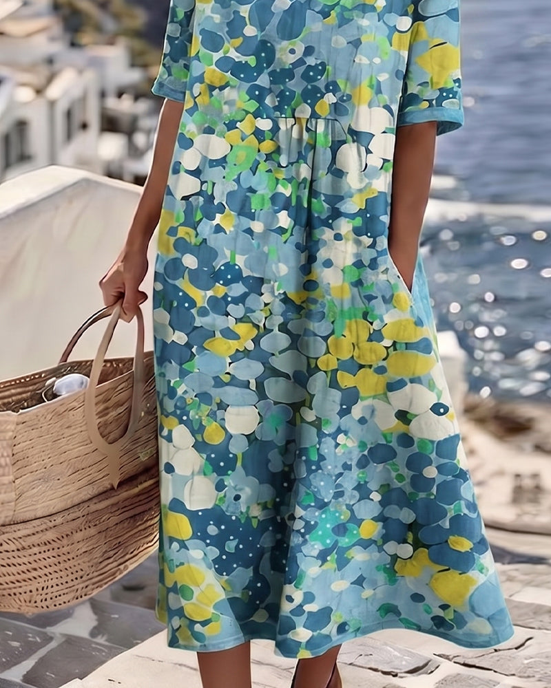 ELENA™ - ABITO MIDI ESTIVO FLOREALE ED ELEGANTE