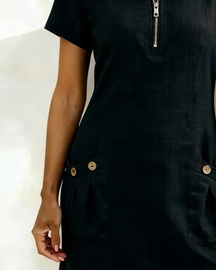 L'abito Amelia | Con zip e tasche in cotone