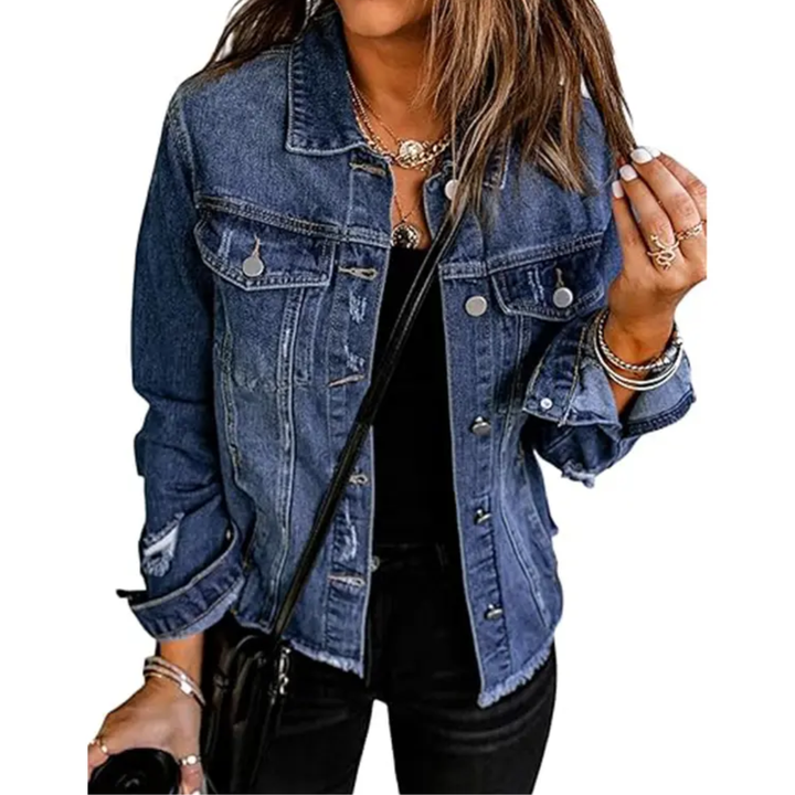 Brenda | Giacca classica in denim effetto vissuto