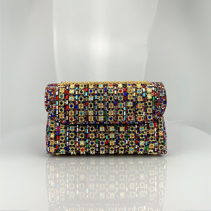 LAVIERA™ - Borsa a spalla Chic con catena e diamanti colorati