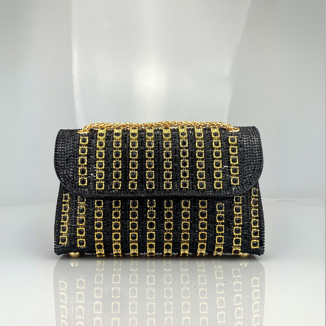 LAVIERA™ - Borsa a spalla Chic con catena e diamanti colorati