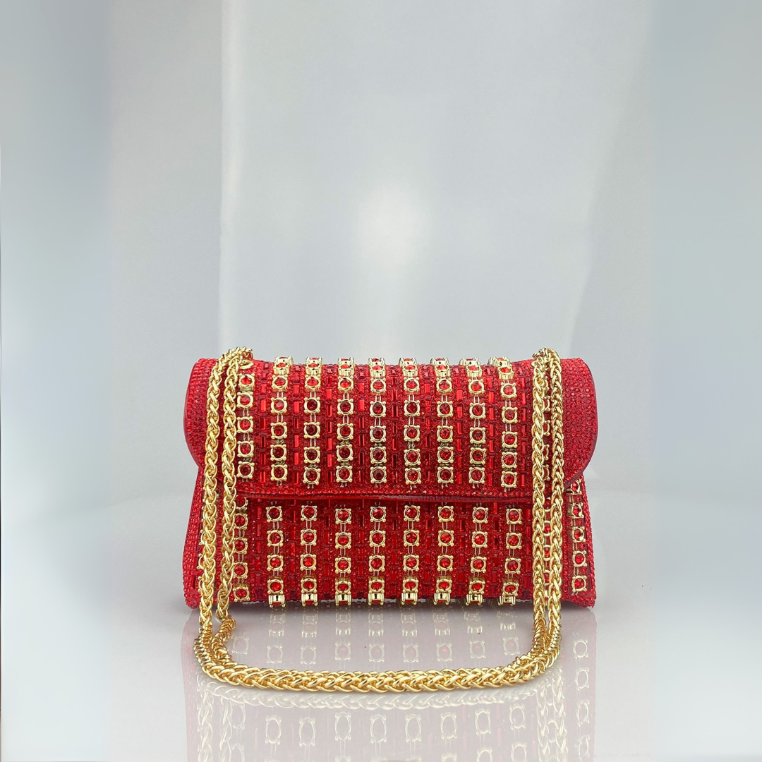 LAVIERA™ - Borsa a spalla Chic con catena e diamanti colorati