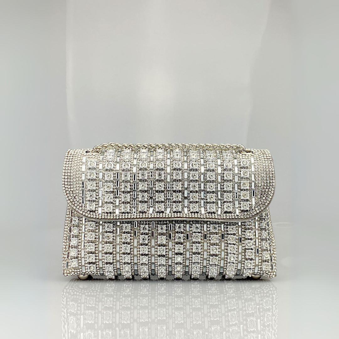 LAVIERA™ - Borsa a spalla Chic con catena e diamanti colorati