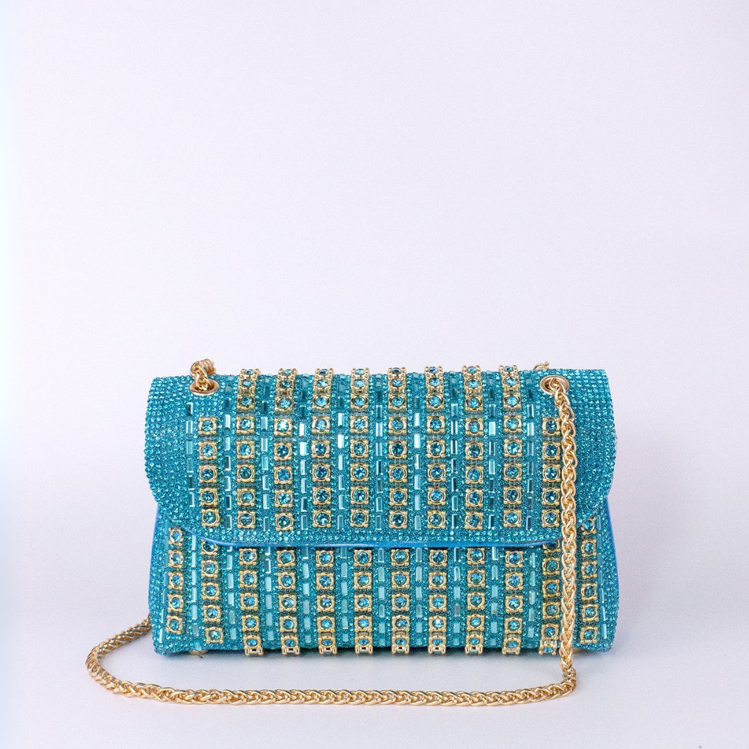 LAVIERA™ - Borsa a spalla Chic con catena e diamanti colorati