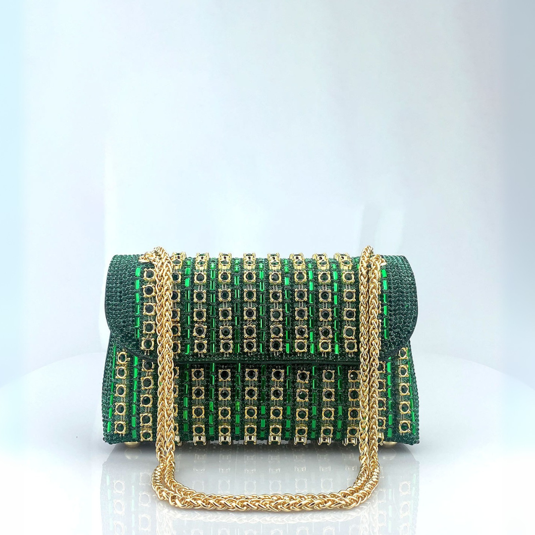 LAVIERA™ - Borsa a spalla Chic con catena e diamanti colorati