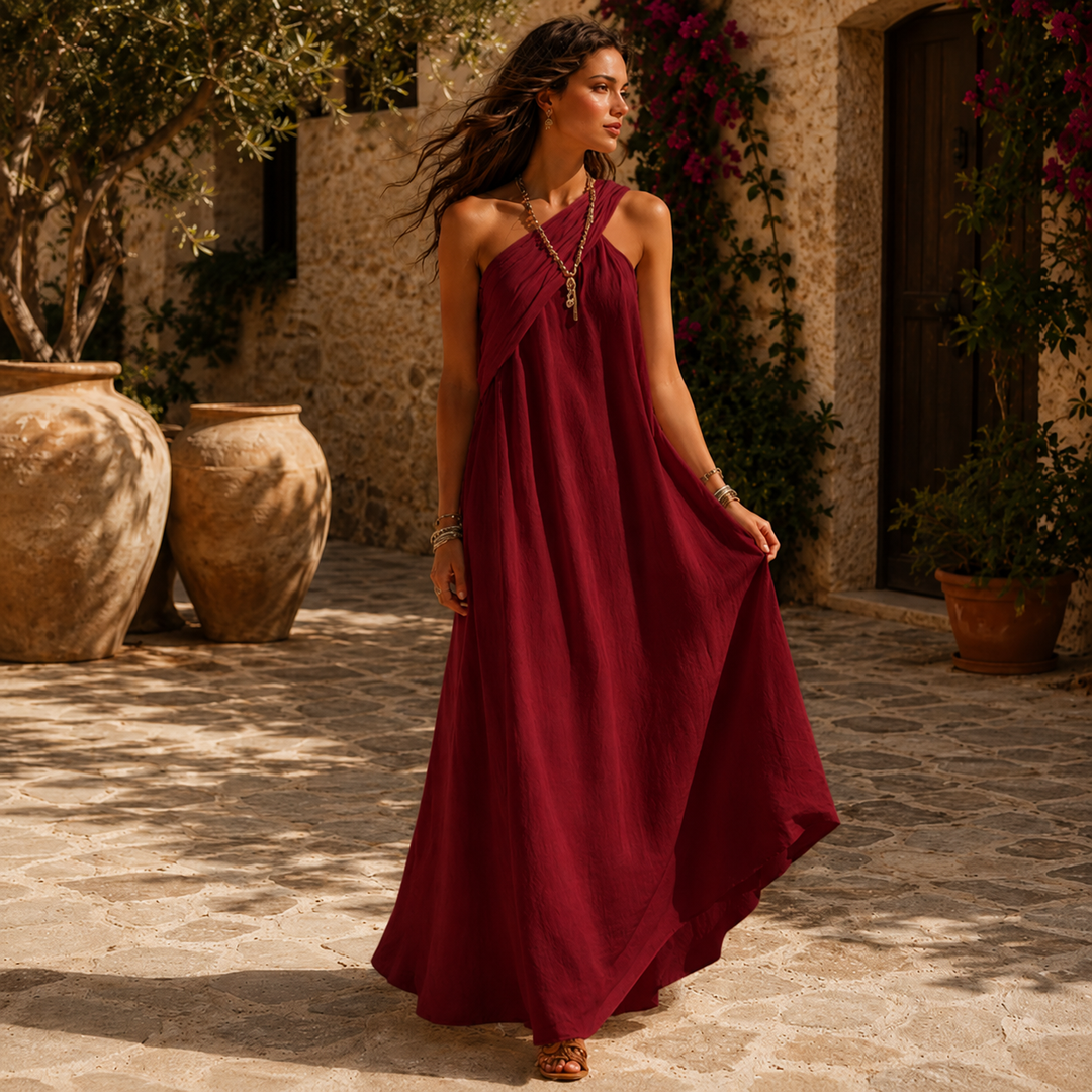 Vera | Mediterranean Crisscross Long Dress